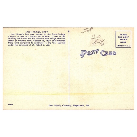 John Brown’s Fort Harper’s Ferry West Virginia Postcard - Picture 2 of 2